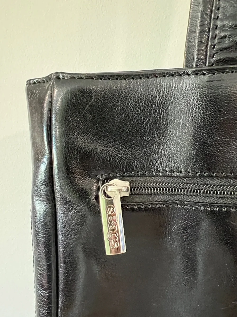 Ebags - Black Leather Tote Bag - Classic Work & Travel Carryall, 15x15